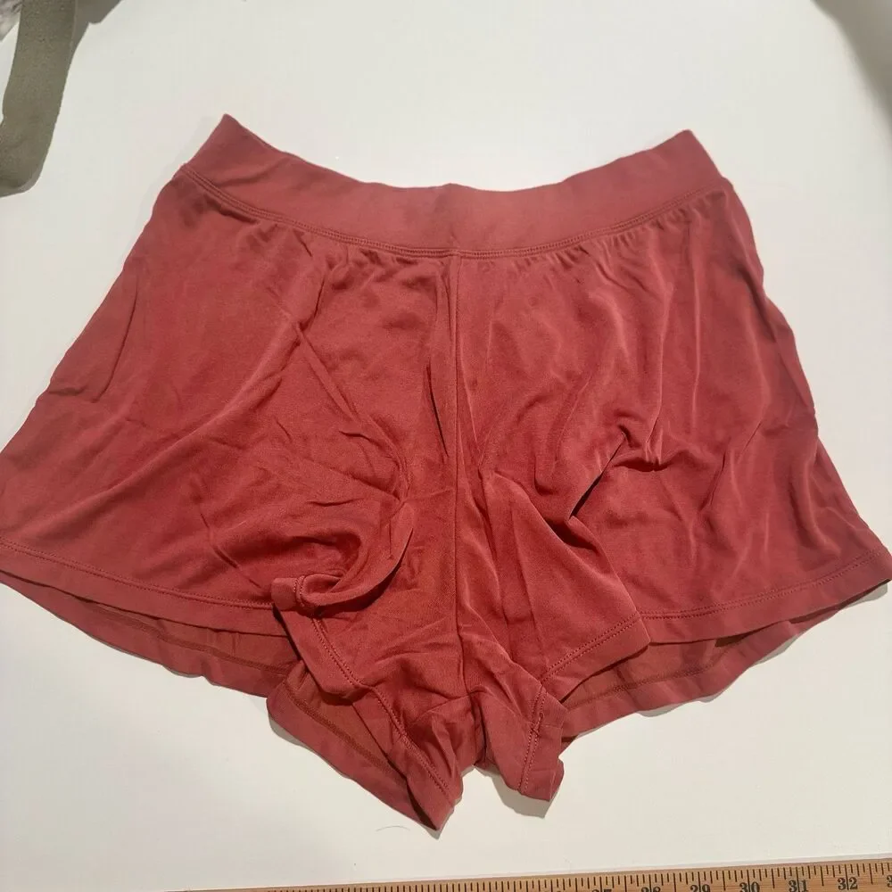 ODODOS Women's small Lounge Shorts Rust High Waist Elastic Pull On Casual
